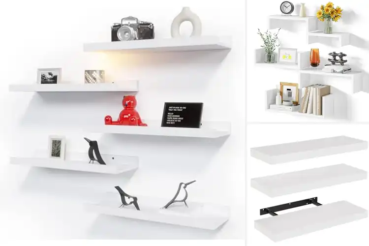 Detailed view of Best White Wall Shelves For Bedroom Decor